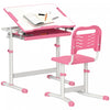 Qaba Ensemble Bureau Et Chaise Pour Enfants Reglable Bureau Inclinable Rose