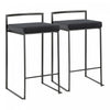 Tabouret superposable contemporain Fuji de hauteur comptoir en velours noir - ensemble de 2