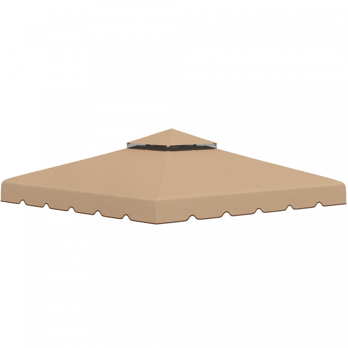 Outsunny 9.8'x9.8' Gazebo A Double Toit Couverture De Remplacement, Kaki