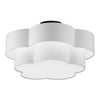 Grand plafonnier affleuré Phlox de Dainolite avec abat-jour blanc, fini noir mat et 3 ampoules