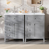 Aura Ensemble Meuble-Lavabo Double 48 po avec Tiroirs et Armoire, Gris