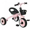 Qaba Tricycle Pour Tout-petits Filles Et Garcons De 2 A 5 Ans, Velo Avec Siege Reglable, Panier, Cloche, Rose