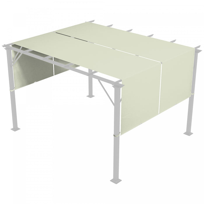 Outsunny Auvent De Pergola, Protection Uv, 2 Pieces 16 X 4 Pieds, Kaki
