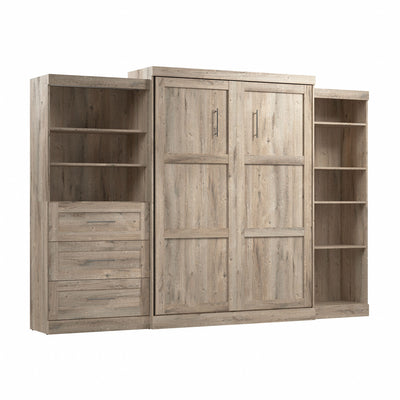 Bestar Pur Queen Murphy Bed with Shelving and Drawers 126-Inch Wall Bed|Grand lit escamotable mural Pur de Bestar de 126 po avec tablettes et tiroirs