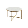 Gilded Table Basse Ronde avec Plateau en Marbre Blanc