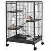 Pawhut Cage Pour Petits Animaux A 4 Niveaux, Parc Pour Lapin Furet Chinchilla Sur Roues Avec Plateau Amovible Plate-forme Rampe Nourriture Plat Bouteille D'eau, 25\" X 17\" X 36.5\"