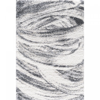 Paris Brushstrokes Cream Shag Area Rug - 6'7" x 9'6"|Carpette à poil long Paris crème à motif de coups de pinceau - 6 pi 7 po x 9 pi 6 po