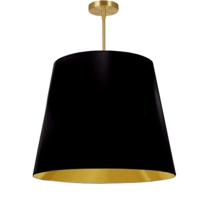 Dainolite Oversized Drum 1 Light Pendant tapered Drum Large Black/Gold Shade Lamp|Grand luminaire suspendu de Dainolite avec très grand abat-jour cylindrique effilé noir et doré, et 1 ampoule