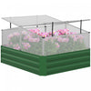 Outsunny Lit De Jardin Sureleve Galvanise Avec Serre, Jardinieres En Acier Pour Plantes D'exterieur, Fleurs, Herbes Et Legumes, Utilisation Pour Terrasse, Jardin, Balcon, Vert Fonce