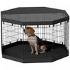 Pawhut Parc Pour Chien, 8 Panneaux Pliables, Coussin Impermeable, Couverture Superieure Resistante Au Soleil, Cloture 36\" De Haut Pour Chiens Et Animaux De Taille Moyenne Et Petite