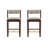 Tabouret de comptoir moderne en bois Patricia avec revetement en lin - Lot de 2