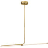 Luminaire suspendu horizontal Corvette de Dainolite en acrylique blanc qui diffuse la lumière, avec fini laiton vieilli et ampoule de 24 W