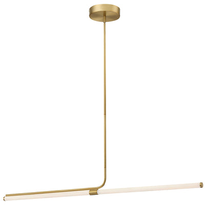 Dainolite Corvette Horizontal Pendant 24w Aged Brass Finish White Acrylic Diffuser Lamp|Luminaire suspendu horizontal Corvette de Dainolite en acrylique blanc qui diffuse la lumière, avec fini laiton vieilli et ampoule de 24 W