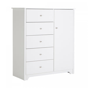 Vito Commode A Porte 5 Tiroirs - Blanc Solide