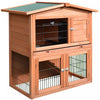 Pawhut 101,6 Cm Clapier En Bois Cage A Volaille Habitats Pour Petits Animaux Avec Enclos