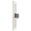 Grande lumière de coiffeuse Samantha de Dainolite en verre cannelé transparent, avec fini chromé poli et 2 ampoules