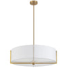 Luminaire suspendu Preston de Dainolite de 26 po de diamètre avec abat-jour blanc, fini laiton vieilli et 4 ampoules
