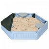 Bac A Sable Pour Enfants Avec Couvercle Bac A Sable Pour Enfants Design Diy Station De Jeu Pour L'exterieur Cour Arriere Comprend 3 Sieges, Doublure De Fond, Pour 3-12 Ans, Bleu Clair