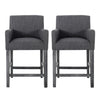 Ensemble De 2 Tabourets De Comptoir Lewis, Assise De 66 cm – Tissu Rembourre Et Pieds En Bois Massif, Charbon