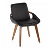 Chaise de salle à manger de style du milieu du 20e siècle Cosmo en similicuir - noyer et noir