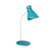 Lampe de table de Dainolite avec abat-jour bleu et blanc, fini blanc et ampoule à DEL de 6 W