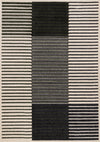 Tapis Maverick vert, noir et blanc a rayures modernes, 5'3\" x 7'7\"