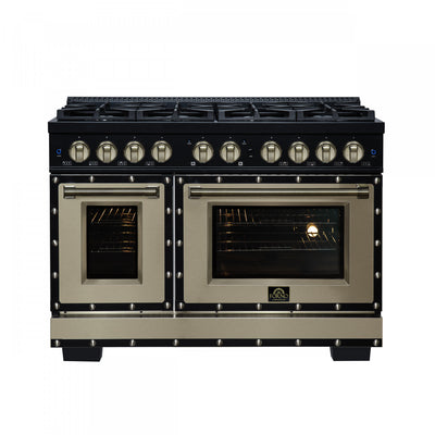 Forno Ambassador 48" Dual Fuel Range, Black, 8 Sealed Burners, 6.7 Cu.Ft. Ovens - FFSGS6199-48CPBLK | Cuisiniere double combustible Ambassador de 48 po, noir, 8 bruleurs scelles, 6,7 pi³ – FFSGS6199-48CPBLK
