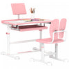 Qaba Ensemble Bureau Et Chaises Pour Enfants, Table D'etude Et Chaises Reglables En Hauteur Avec Bureau Inclinable, Grand Tableau D'ecriture, Support De Livre Pour 3 A 12 Ans, Rose