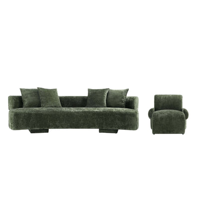Verandah Mid-Century Modern 2-Piece Sofa Set in Olive Green | Ensemble de canape 2 pieces Verandah style mid-century modern en vert olive