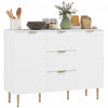 HOMCOM Buffet avec 3 tiroirs et etageres reglables, Blanc