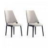 Chaise de salle a manger moderne en bois Kara avec revetement en tissu gris clair - Lot de 2
