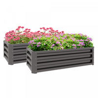 Outsunny Ensemble De 2 Lits De Jardin Sureleves, Jardinieres En Acier Pour Plantes D'exterieur, Jard