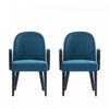 Fauteuil moderne en bois Hillman avec accoudoirs et revetement bleu - Lot de 2