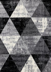 Tapis Covington triangle geometrique noir blanc gris vieilli, 6'7\" x 9'10\"