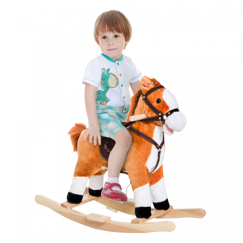 Cheval à Bascule Enfant Labebe - Peluche Alpaga Douce - Jouet D'éveil Sensoriel