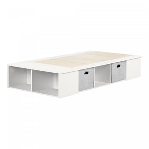 Flexible Lit Plateforme Avec Paniers - Blanc Solide