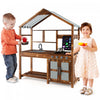 Cuisine En Boue En Bois Avec Tableau Noir, Poeles, Evier Amovible Et Accessoires Naturels