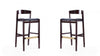 Tabouret de bar en bois rembourre style Klismos mi-siecle moderne noir - Lot de 2