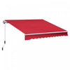 Auvent Retractable Manuel Outsunny 12' X 10' Abri De Parasol Exterieur Patio De Fenetre Terrasse Abri Exterieur D'auvent Cadre En Aluminium Manivelle Rouge Vin