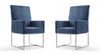 Chaise de salle a manger moderne en velours et metal Element bleu - Lot de 2