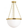Luminaire suspendu Rhonda de Dainolite en verre blanc, avec fini laiton vieilli et 1 ampoule incandescente