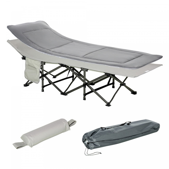 Outsunny Lit De Camping Pliant Pour Adultes Avec Coussin De Matelas Gris Clair