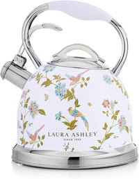 Bouilloire sur la cuisinière Laura Ashley en acier inoxydable, blanc d’Elveden - VQ-SBNK057-LAEW-CA