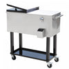 Chariot refrigere a roulettes Outsunny 80 pintes, bac a glace pour boissons (biere, etc.), argent