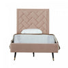 Lit simple moderne Crosby en velours capitonne, coloris nude