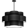 Lustre Phlox de Dainolite avec abat-jour noir et blanc, fini noir mat et 4 ampoules