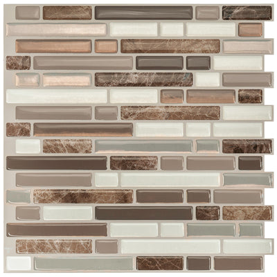 Smart Tiles Peel and Stick 4-Sheet 10 x 10 Backsplash - Bellagio Santi|Dosseret Smart Tiles peler et coller 10 x 10, 4 feuilles - Bellagio Santi