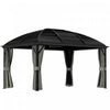 Outsunny Gazebo 10' X 13' A Toit Rigide Avec Grillage, Gris Fonce