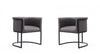 Chaise de salle a manger moderne mi-siecle cosmopolite en cuir vegetalien et metal, graphite - Lot de 2