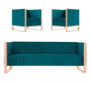 Ensemble de canape 3 pieces Trillium style milieu du siecle en bleu sarcelle